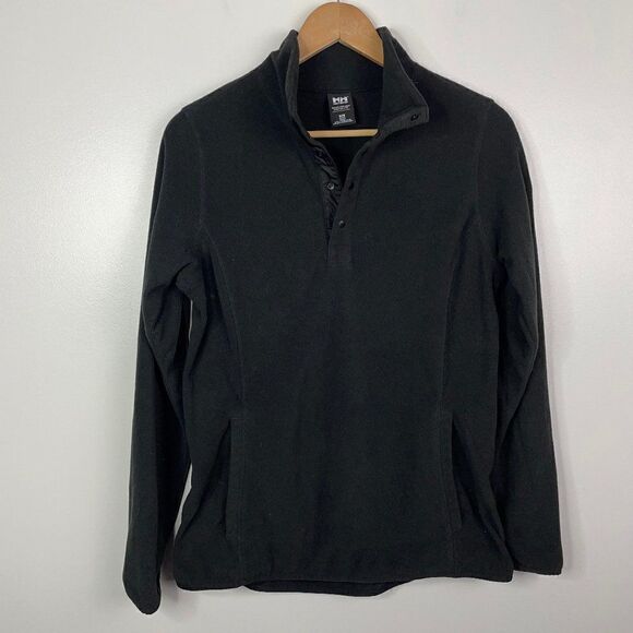 Helly Hansen  Pullover Fleece Sweater Henley Button Top  Black  Womens M - Picture 1 of 4